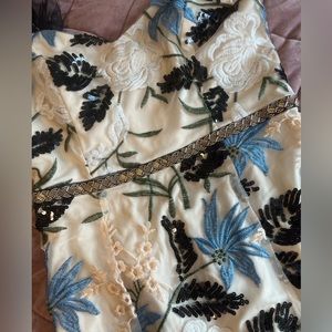 Lulus Show Stopper Cream Embroidered Sequin Bodycon Midi Dress